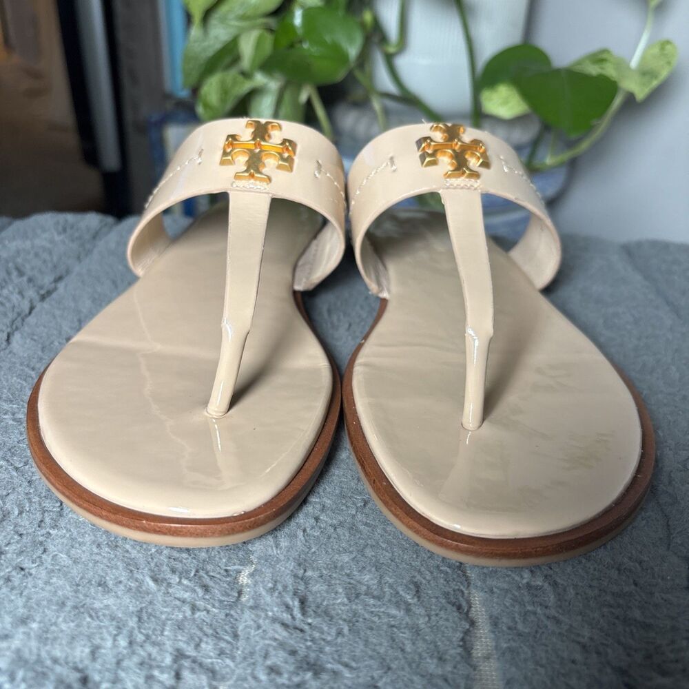 Tory Burch MINI EVERLY FLAT THONG SANDAL IVORY WOMENS SIZE 7.5M - Picture 4 of 11